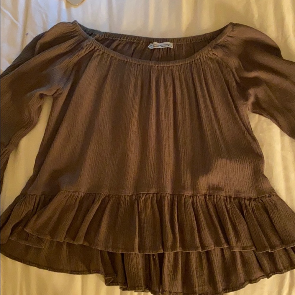 off the shoulder olive blouse !